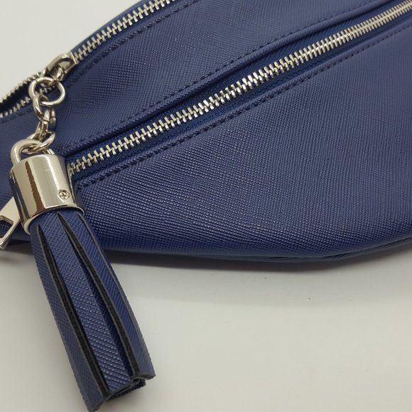 INC saffiano faux-leather women's belt bag/fanny pack -NAVY BLUE- MEDIUM - Picture 8 of 10